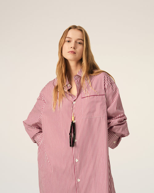 Robe chemise blanche rayée en coton Ami de Coeur flèche - Femme - 9 - AMI Paris - Ami Paris