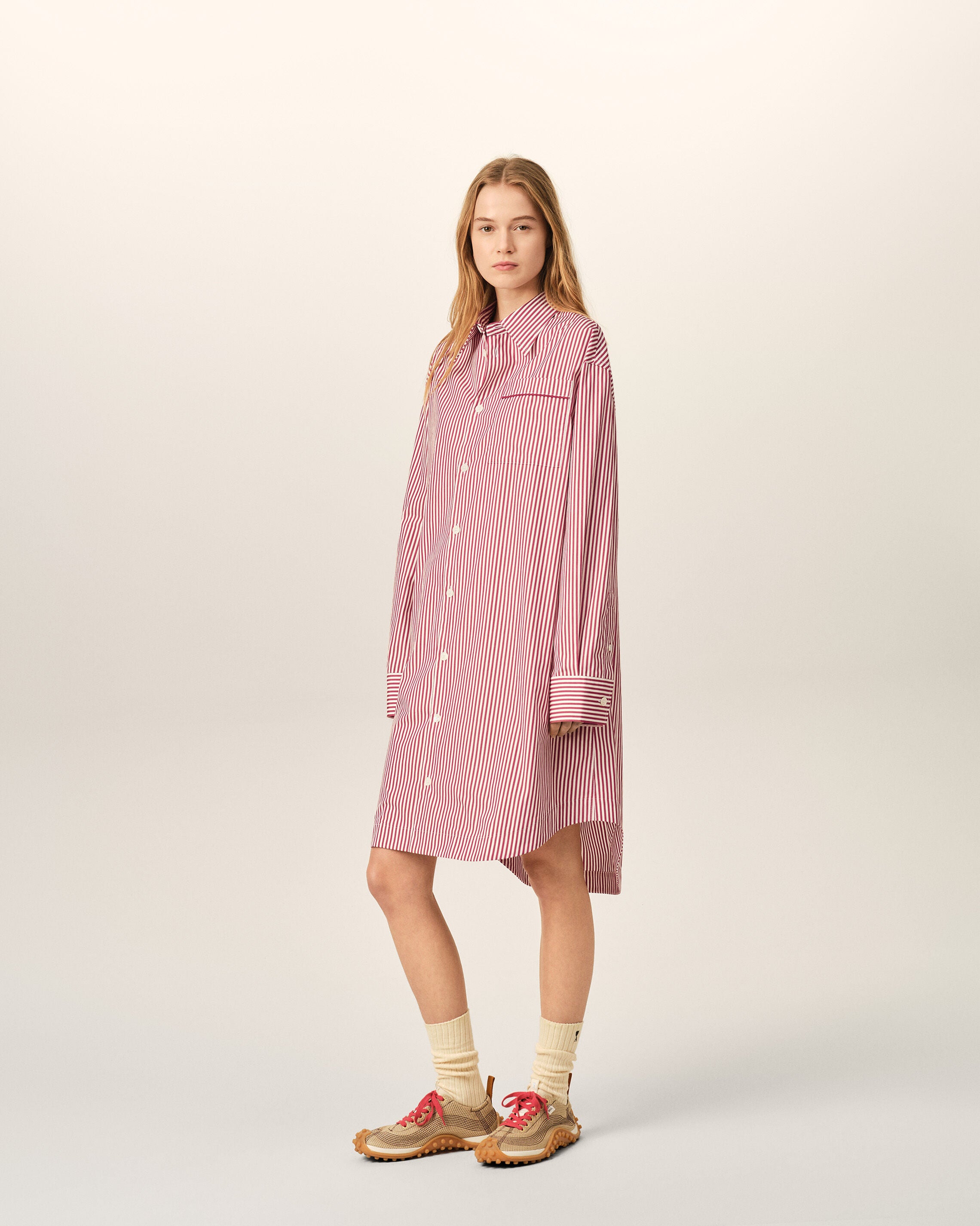 Robe chemise blanche rayée en coton Ami de Coeur flèche - 12