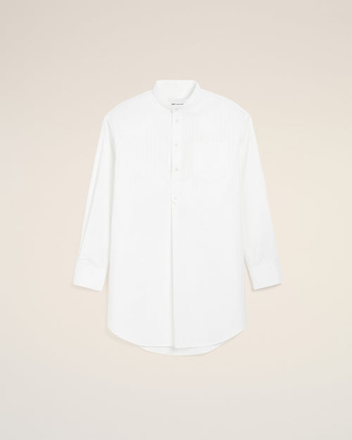 Vestido túnica blanco de algodón con cuello mao - Hombre - 1 - AMI Paris - Ami Paris