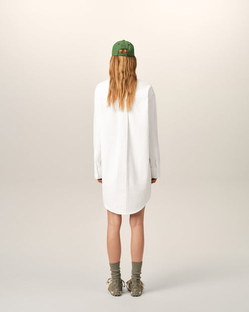 Vestido túnica blanco de algodón con cuello mao - Mujer - 11 - AMI Paris - Ami Paris