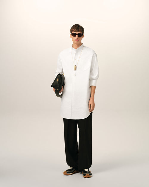 Vestido túnica blanco de algodón con cuello mao - Hombre - 2 - AMI Paris - Ami Paris