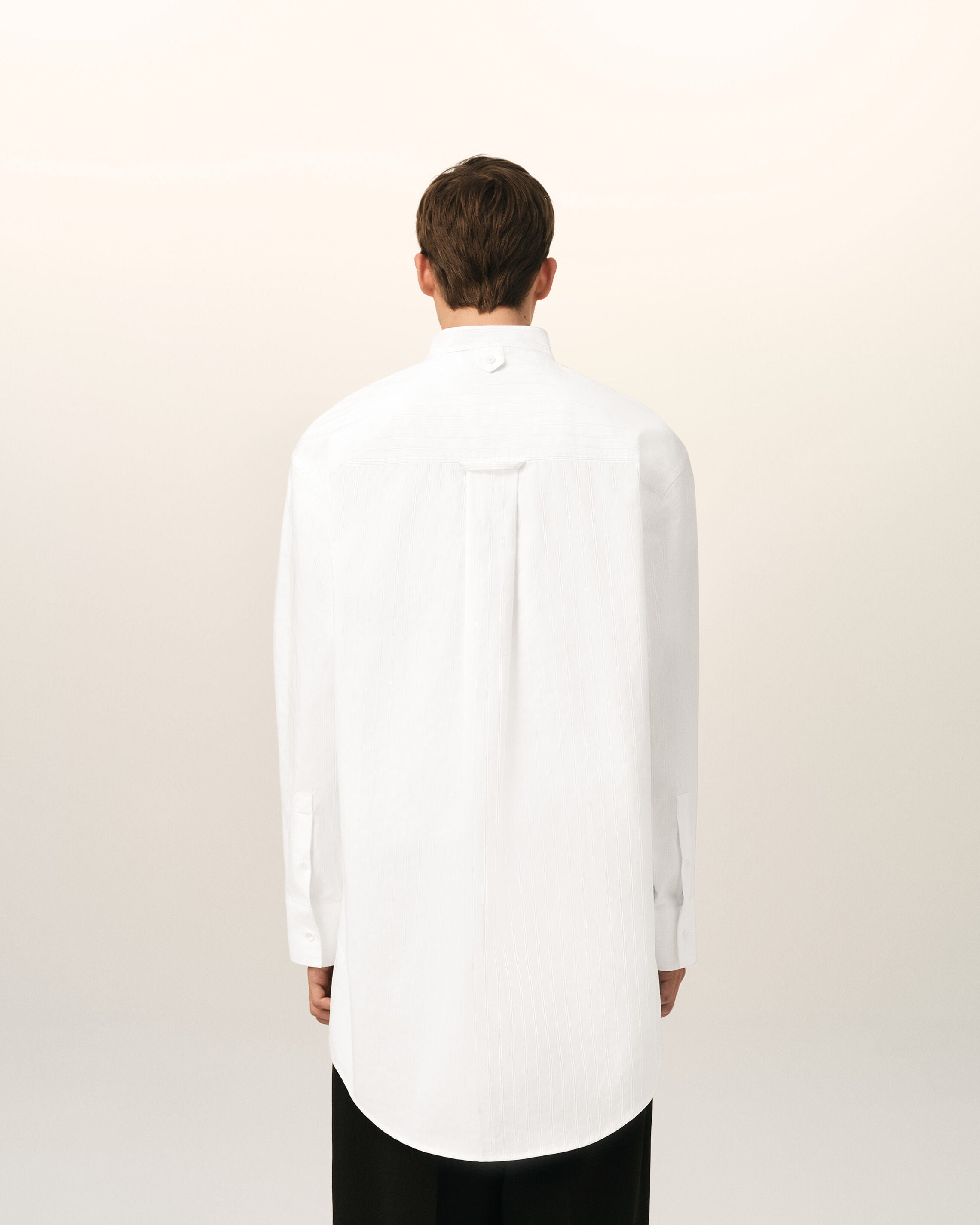 Vestido túnica blanco de algodón con cuello mao - 5
