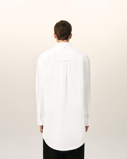 Vestido túnica blanco de algodón con cuello mao - Hombre - 5 - AMI Paris - Ami Paris