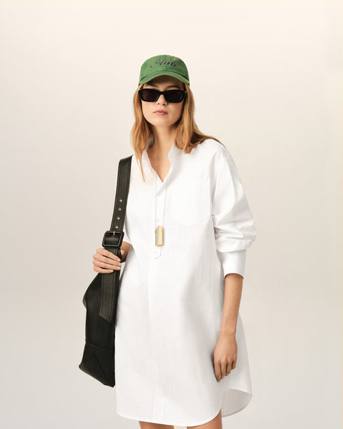 Vestido túnica blanco de algodón con cuello mao - Mujer - 9 - AMI Paris - Ami Paris