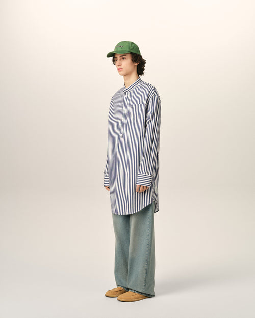 Vestido túnica azul de algodón con cuello mao - Hombre - 6 - AMI Paris - Ami Paris