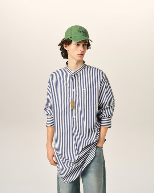 Vestido túnica azul de algodón con cuello mao - Hombre - 3 - AMI Paris - Ami Paris