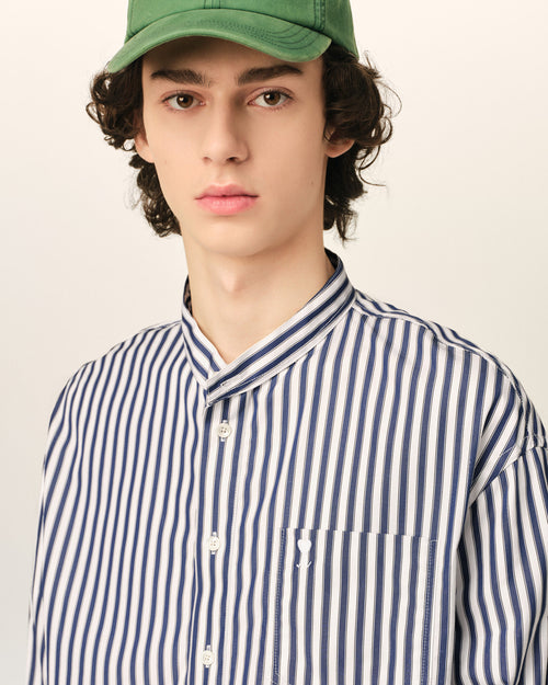 Vestido túnica azul de algodón con cuello mao - Hombre - 4 - AMI Paris - Ami Paris