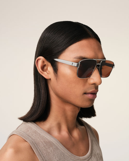 Silver/Purple Stainless Steel 75007 Sunglasses - 2 - Ami Paris