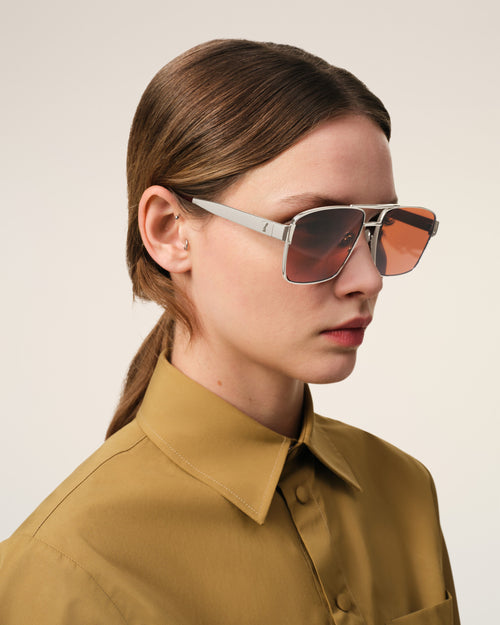 Silver/Purple Stainless Steel 75007 Sunglasses - 4 - Ami Paris