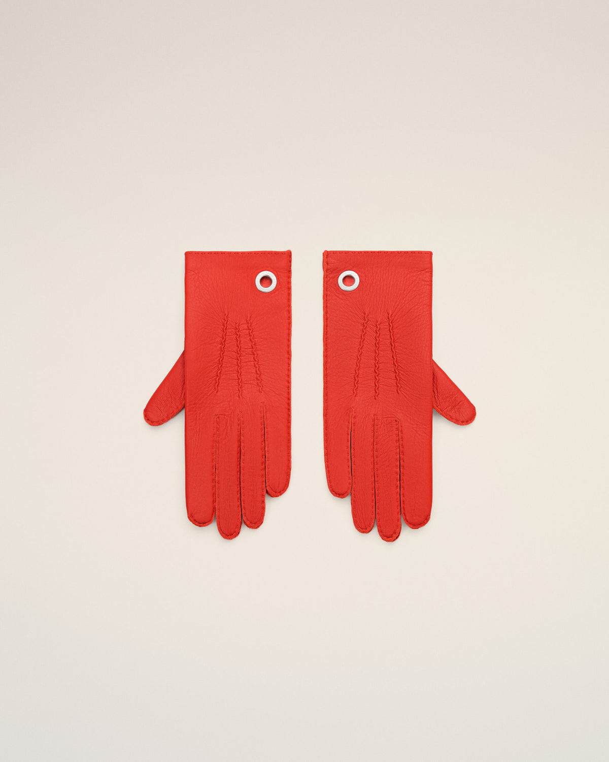 Red grained leather gloves - 4