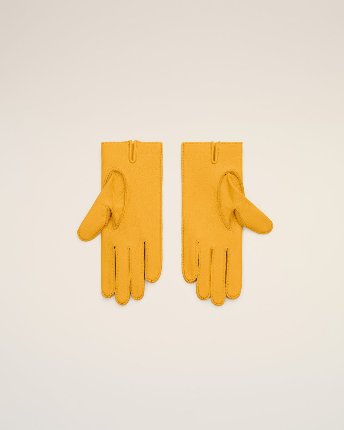 Gants jaunes en cuir grainé - 2