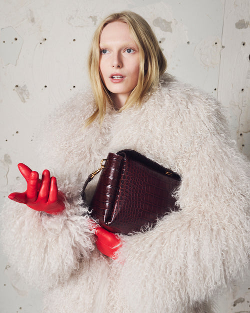 Guantes rojos de cuero graneado - Mujer - 7 - AMI Paris - Ami Paris