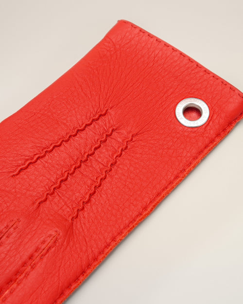Guantes rojos de cuero graneado - Mujer - 6 - AMI Paris - Ami Paris