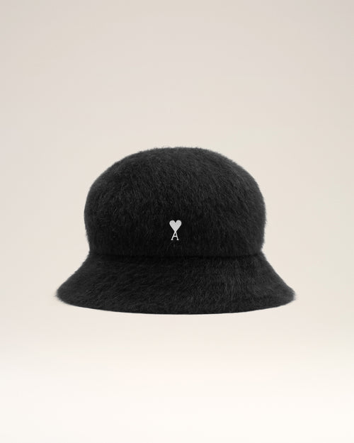 Black Wool Ami de Coeur Stud Bucket Hat - 10 - Ami Paris