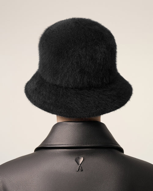 Black Wool Ami de Coeur Stud Bucket Hat - 12 - Ami Paris