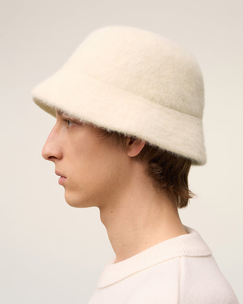 White Wool Ami de Coeur Stud Bucket Hat - 5 - Ami Paris