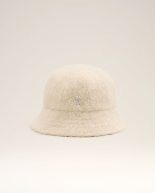 White Wool Ami de Coeur Stud Bucket Hat - 4 - Ami Paris