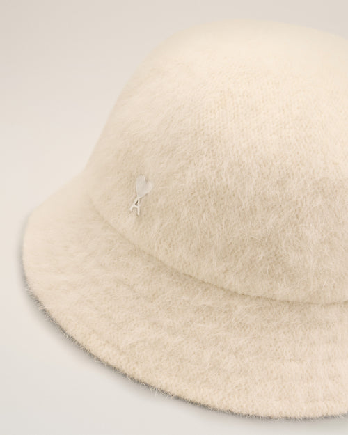 White Wool Ami de Coeur Stud Bucket Hat - 3 - Ami Paris