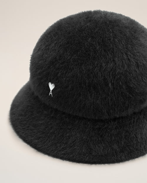 Black Wool Ami de Coeur Stud Bucket Hat - 3 - Ami Paris