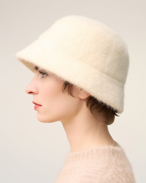 White Wool Ami de Coeur Stud Bucket Hat - 11 - Ami Paris