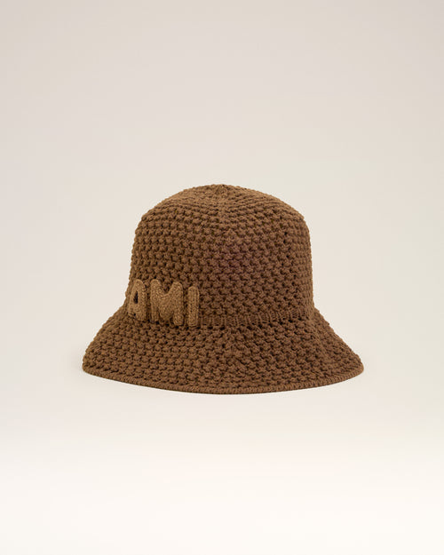 Bob En Maille Marron Patch Ami En Coton - ANTHRACITE/IVOIRE - Ami Paris