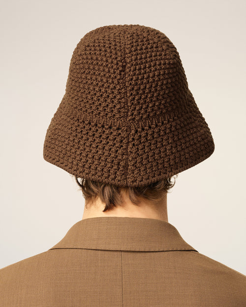 Sombrero pescador Ami con parche de punto de algodón marrón - 6 - Ami Paris