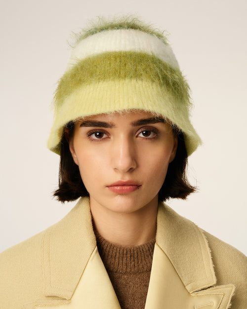                            Green Mohair Striped Ami Bucket Hat - 3                         - Ami Paris
