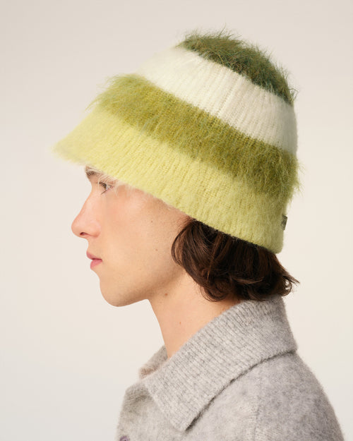 Green Mohair Striped Ami Bucket Hat - 5 - Ami Paris