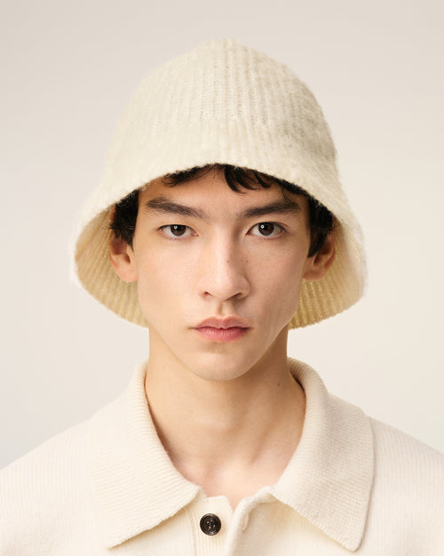 White Mohair Ami Bucket Hat - 2 - Ami Paris