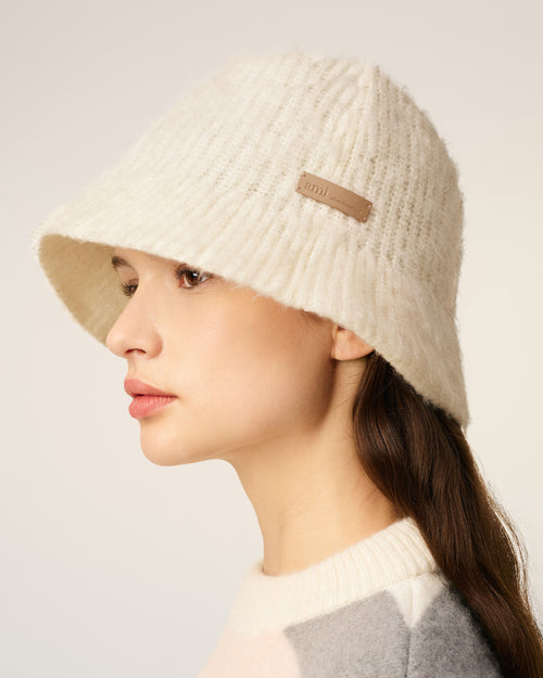 White Mohair Ami Bucket Hat - 11 - Ami Paris