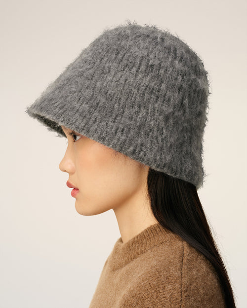 Grey Mohair Ami Bucket Hat - 11 - Ami Paris