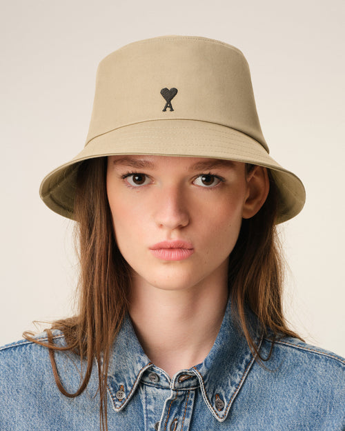                                 Beige Cotton Ami De Coeur Bucket Hat - 3                             - Ami Paris