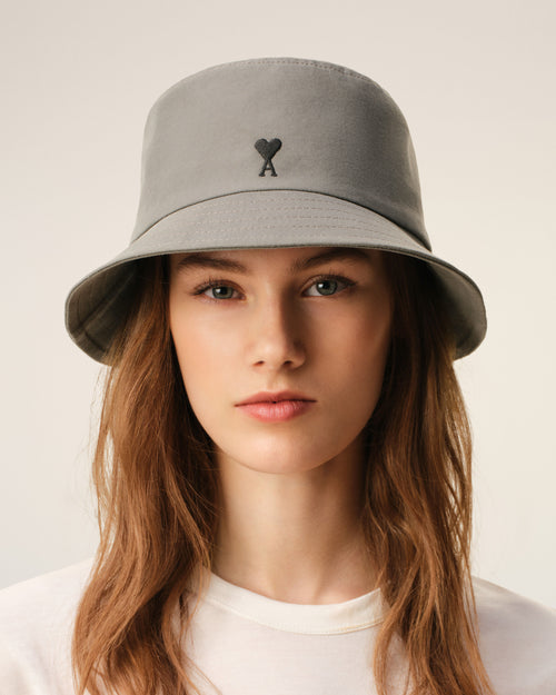                                 Grey Cotton Ami De Coeur Bucket Hat - 3                             - Ami Paris