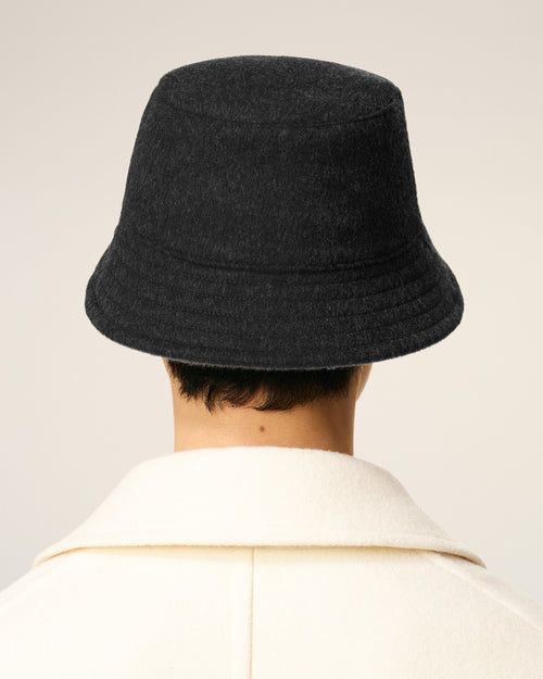 Black Wool Embossed Ami De Coeur Bucket Hat - 11 - Ami Paris