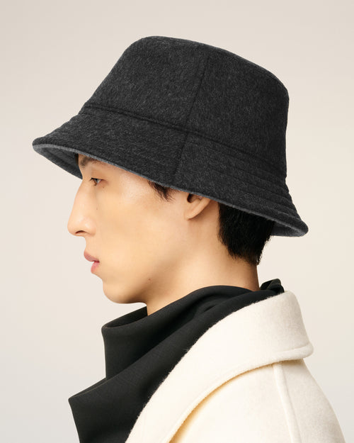 Black Wool Embossed Ami De Coeur Bucket Hat - 5 - Ami Paris