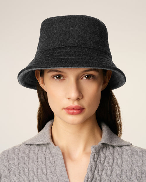 Black Wool Embossed Ami De Coeur Bucket Hat - 4 - Ami Paris