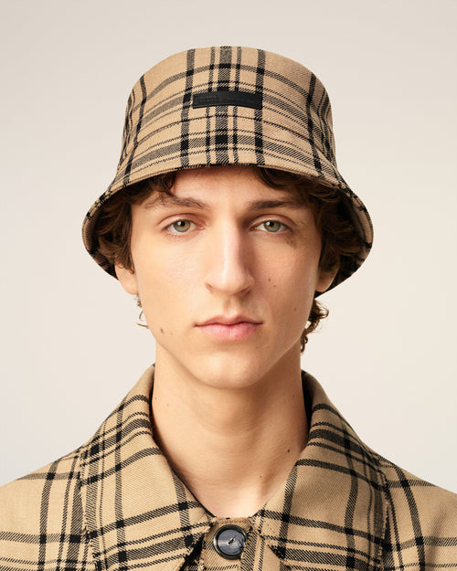 Brown Wool Checked  Bucket Hat - 2 - Ami Paris