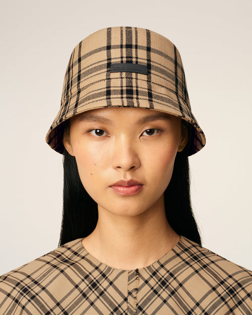 Brown Wool Checked  Bucket Hat - 4 - Ami Paris