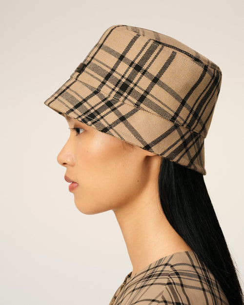 Brown Wool Checked  Bucket Hat - 11 - Ami Paris