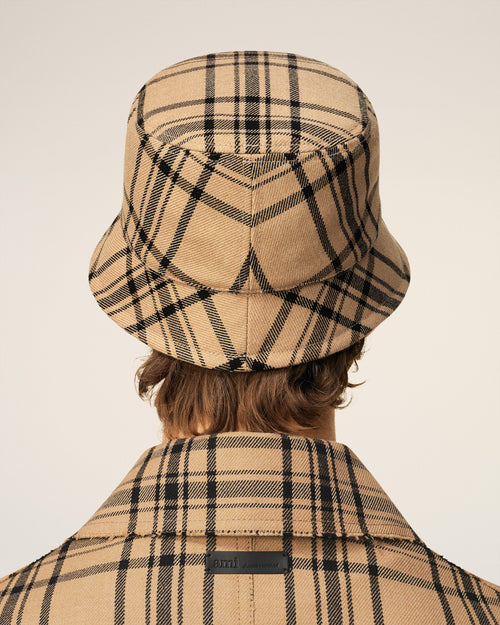 Brown Wool Checked  Bucket Hat - 6 - Ami Paris