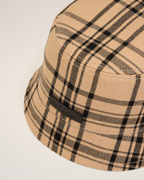 Brown Wool Checked  Bucket Hat - 9 - Ami Paris