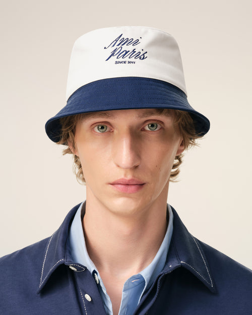 Blue And White Cotton Ami Paris Hat - 1 - Ami Paris