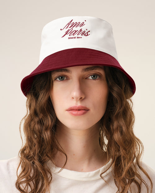                                     Red And White Cotton Ami Paris Hat - 3                                 - Ami Paris