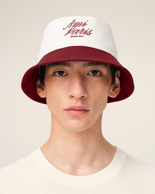 Red And White Cotton Ami Paris Hat - 2 - Ami Paris