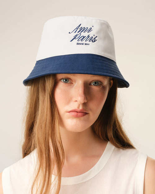                                     Blue And White Cotton Ami Paris Hat - 3                                 - Ami Paris