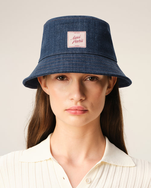                                     Blue Denim Cotton Ami Paris Heritage Patch Hat - 3                                 - Ami Paris