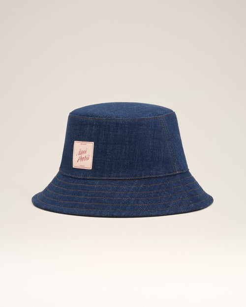                                 Blue Denim Cotton Ami Paris Heritage Patch Hat - 3                             - Ami Paris