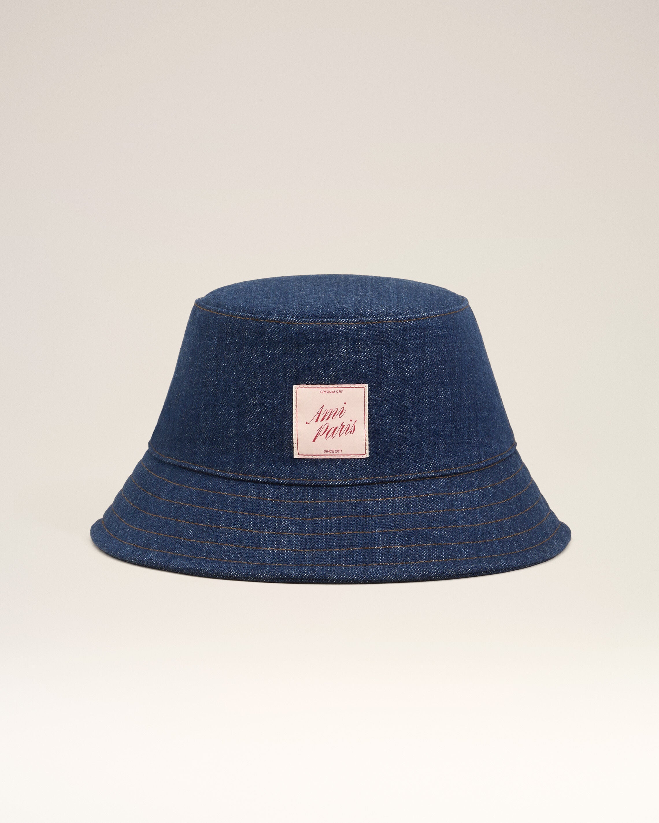 ブルーデニム コットン Ami Paris Heritage パッチ ハット インディゴ