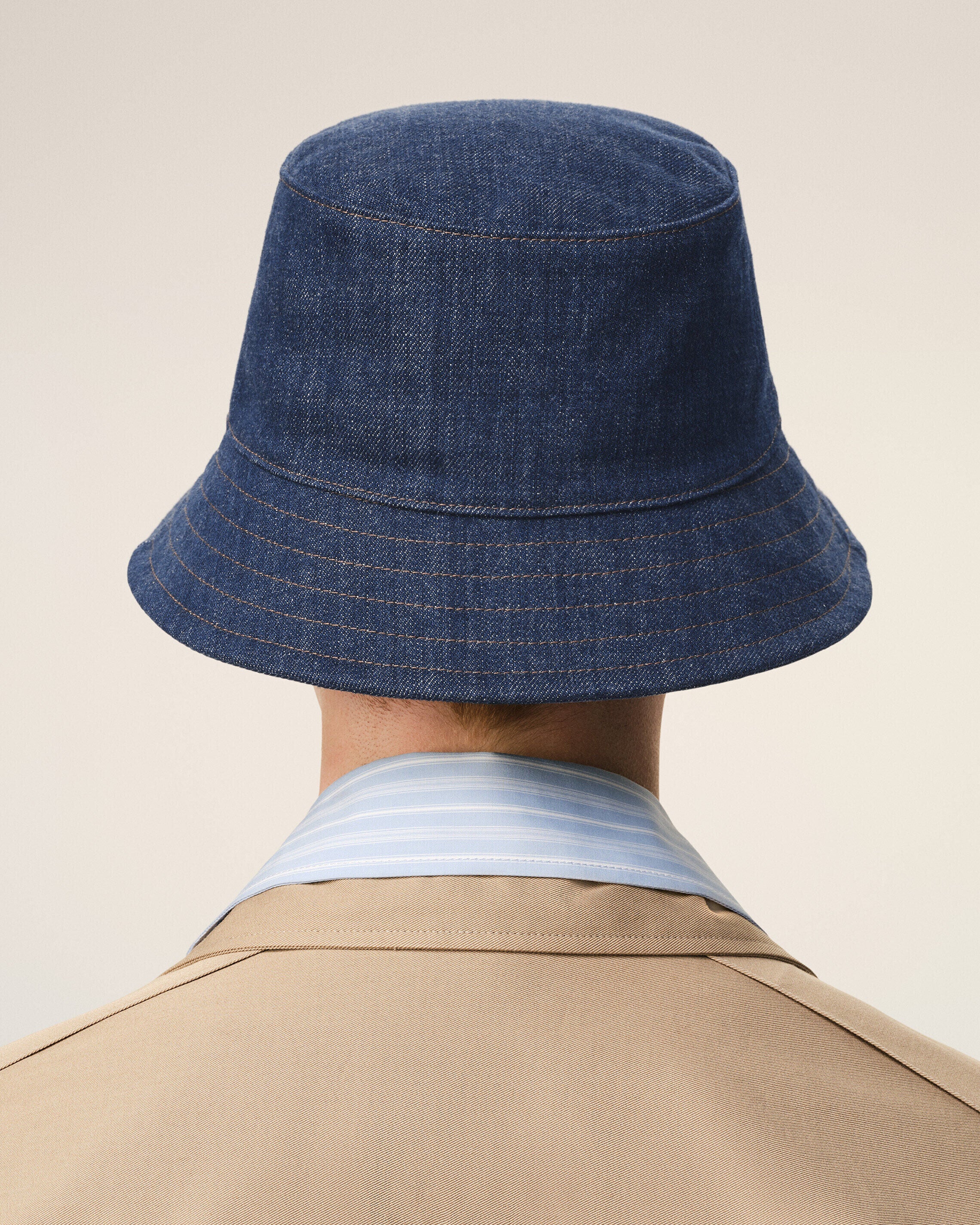 ブルーデニム コットン Ami Paris Heritage パッチ ハット インディゴ