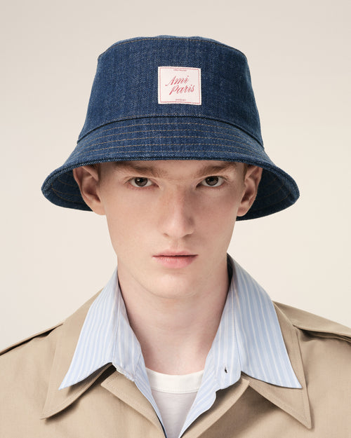 Blue Denim Cotton Ami Paris Heritage Patch Hat - 1 - Ami Paris
